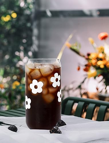 Miniatura 6 de Vaso de cerveza con tapas y pajilla, vasos de vidrio en forma de lata, vasos de vidrio de 20 onzas, vasos de café helado, tazas de batido, vasos de