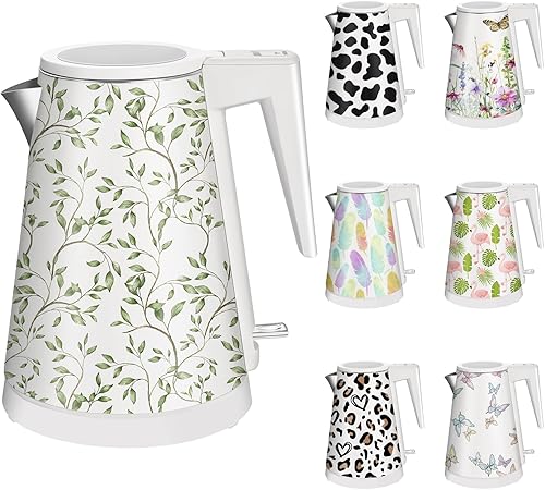 Miniatura 23 de Caldera de agua interior de acero inoxidable de doble pared de 1.2 L, inalámbrica, 1000 W de ebullición rápida con luz LED, cafetera y tetera