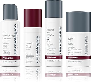 Dermalogica Skin Aging Solutions Kit, Anti Aging Skincare Set - Includes: Face Cleanser, Serum, Moisturizer with SPF, and Cream, Travel Size