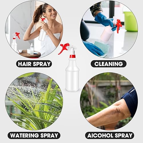 Miniatura 6 de Rtteri 24 botellas de plástico de 16 onzas para soluciones de limpieza, botellas de pulverización a granel vacías y reutilizables a prueba de fugas