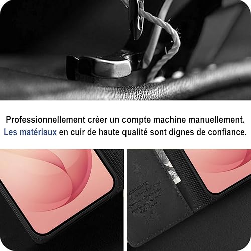 Case for Samsung Galaxy S26 Plus, Magnetic Premium PU Leather Flip Case, Shockproof Wallet Flip Case Cover for Samsung S26 Plus Case (Black) - 3
