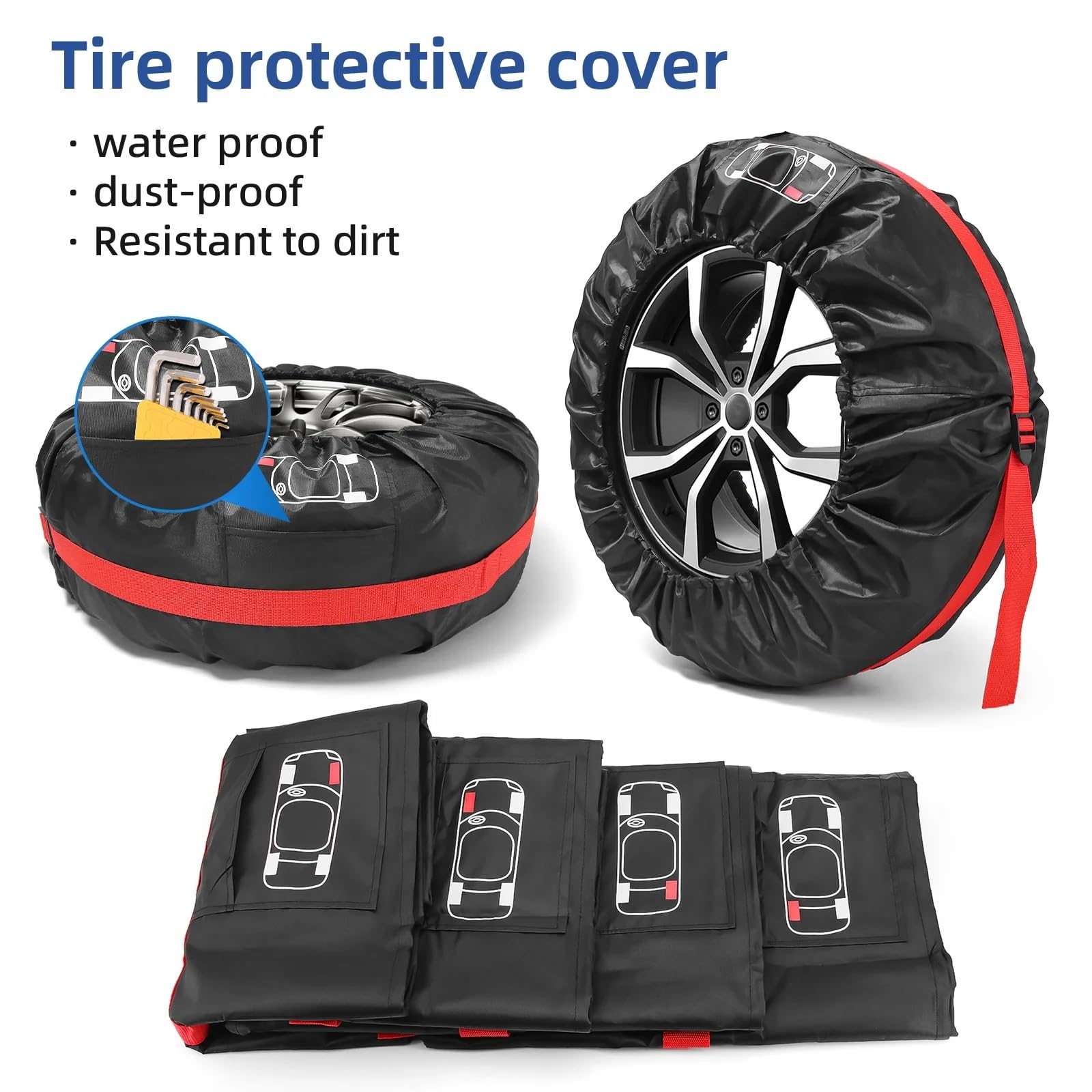 Reifen Aufbewahrung Universal 4PCS Auto Reifen Abdeckung Fall Auto Ersatz Reifen Abdeckung Lagerung Tasche Rad Reifen Abdeckung Reifen Zubehör(T0017 13-16 inch)