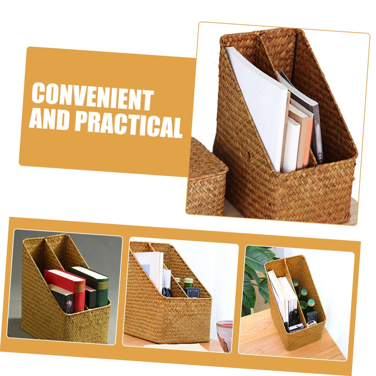 OKUMEYR Woven File Organizer Basket Storage for Home Office Magazines Documents and More for Study Rooms and Classrooms