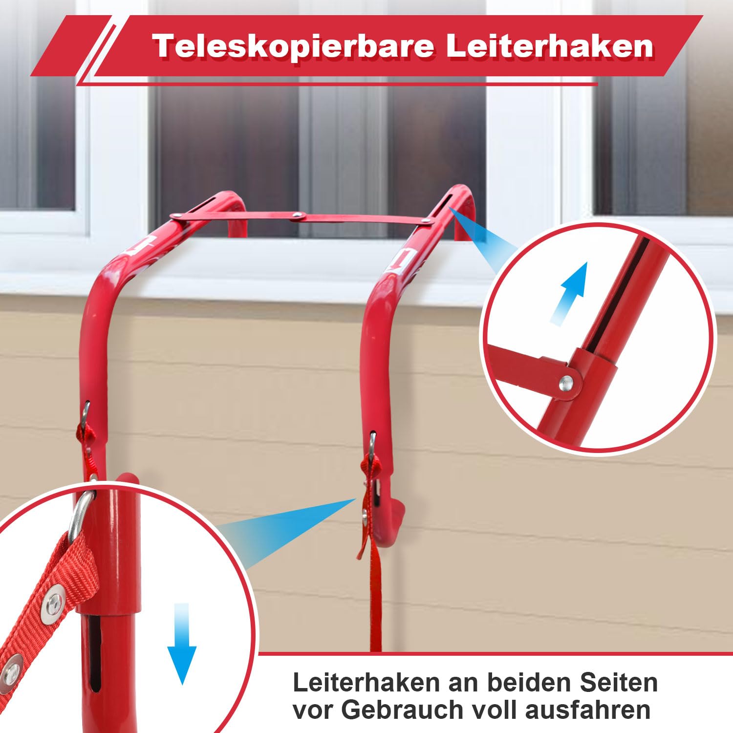 4.5m Aluminium Feuerleiter - Tragkraft 450kg, Einweg-Rettungsleiter mit 3-Sekunden-Entfaltung, Einfache Bedienung ohne Montage, Ideal für Häuser/Büros/Schulen