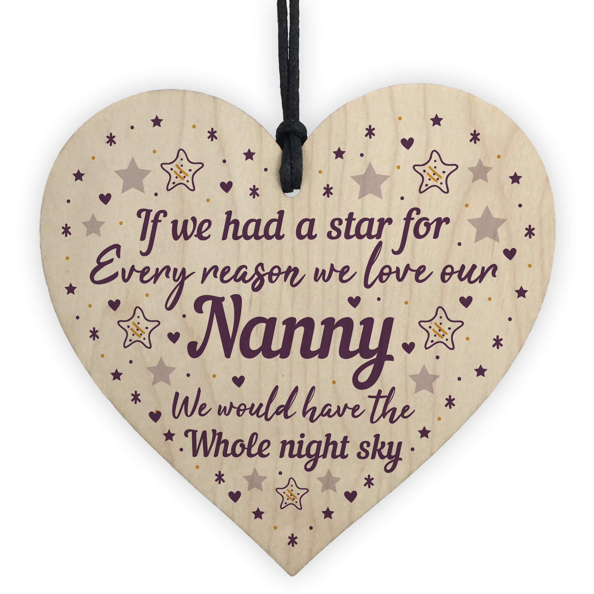Red Ocean Multicolor Cute Nanny Heart Wooden Plaque Nanny Birthday Gift Grandparent Gifts Keepsake