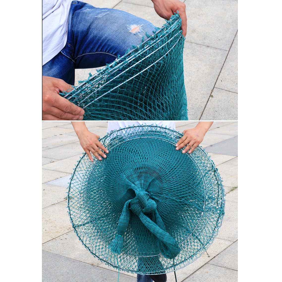 Rete Da Pesca Decorativa Blu Con Galleggianti In Sughero Cm 150x100