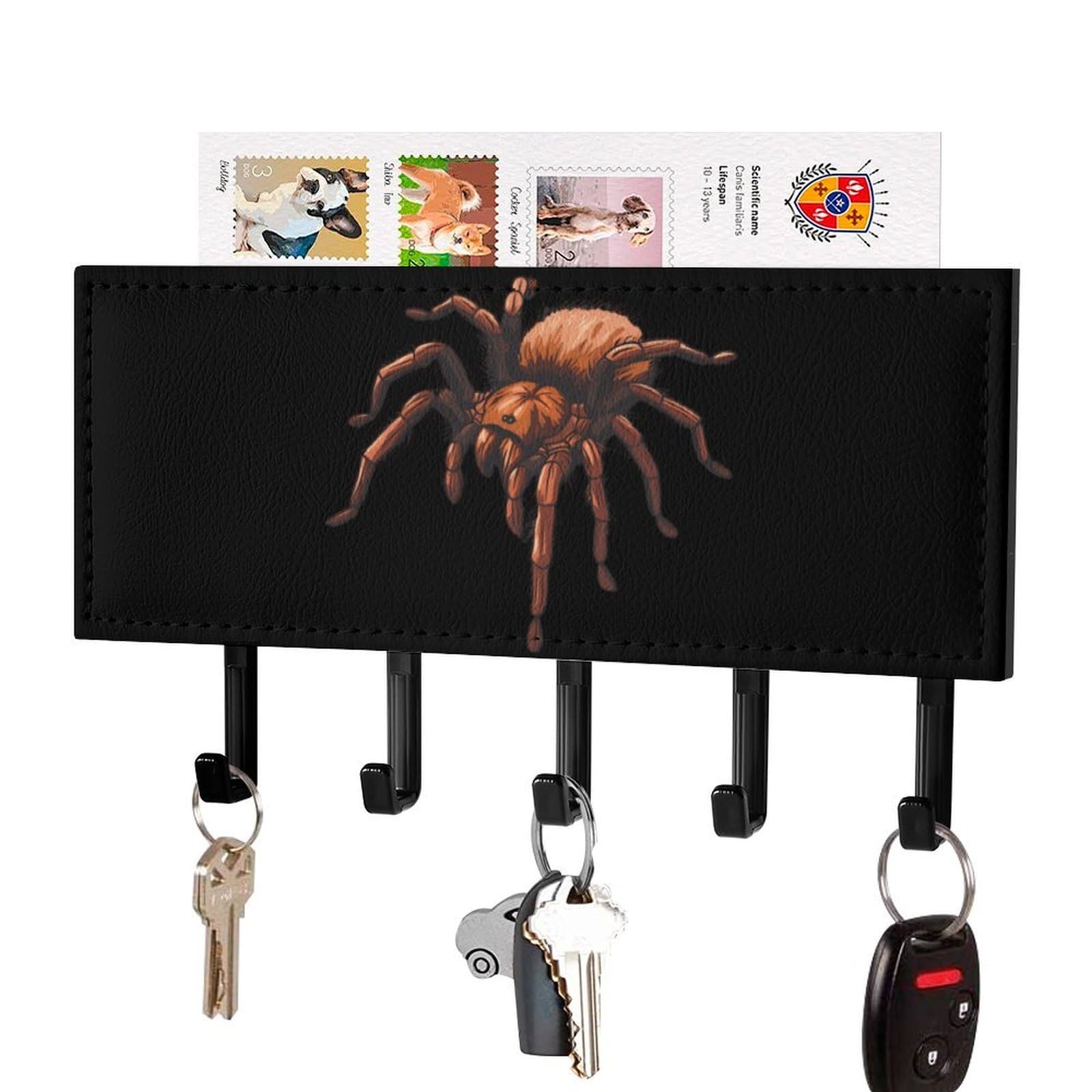 NCLQVJXZKHW Goliath Bird Eating Spider Key Holder with 5 Hooks Key Hooks Wall Mounted Key Racks Key Hanger Organiser Shelf