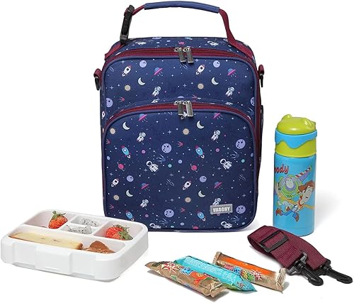 Miniatura 8 de VASCHY Lonchera para niños, contenedores reutilizables para niños y niñas con correa de hombro desmontable, enfriadores de almuerzo aislados para la