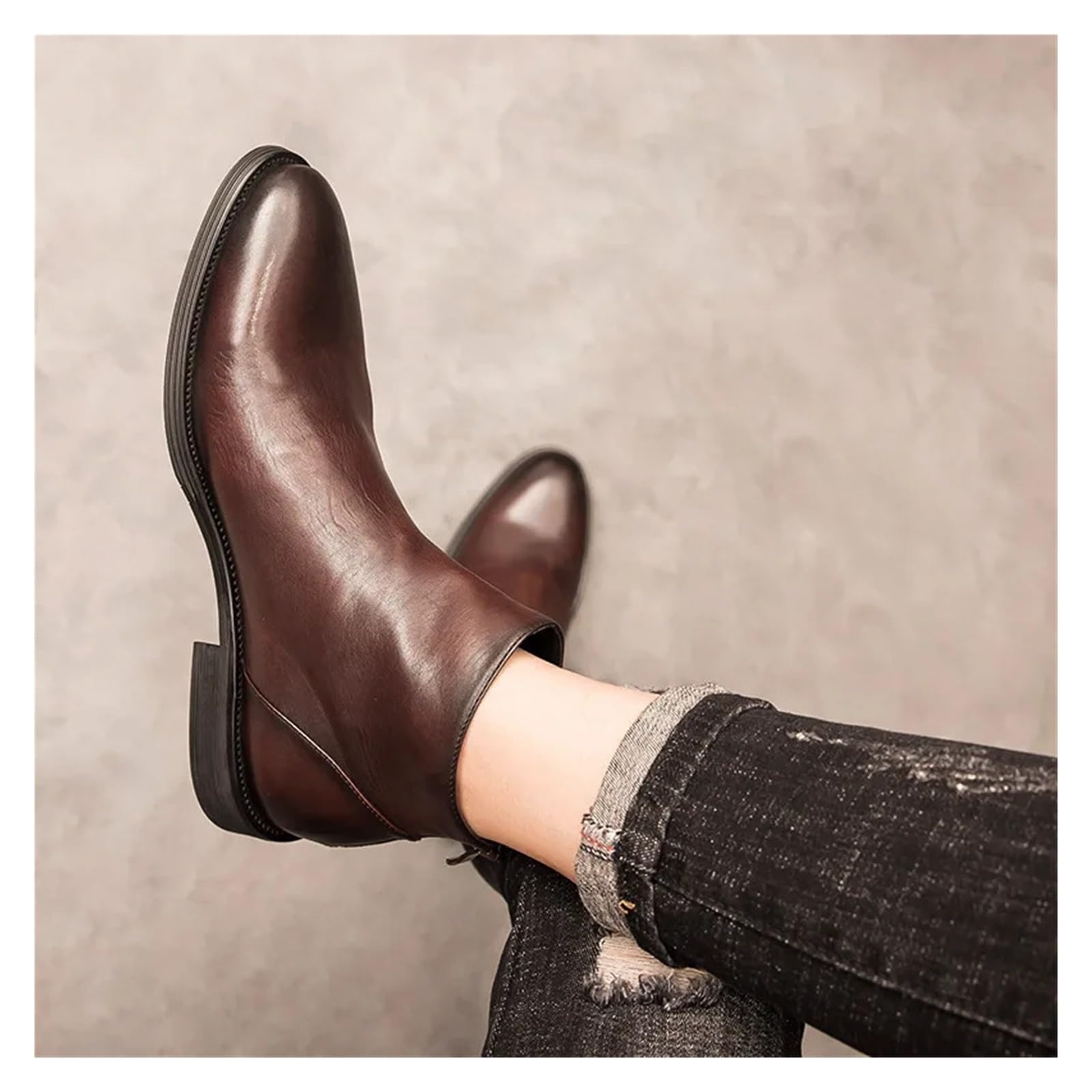 Chelsea Boot Uomo Stivali Eleganti Da Uomo, Chelsea In Vera Pelle, Stivaletti, Scarpe Basse Casual In Stile Britannico