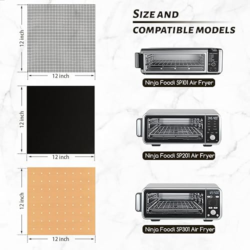 Miniatura 6 de WMKGG Juego de forros cuadrados para freidora de aire de 12 pulgadas, paquete de 3 alfombrillas antiadherentes reutilizables para horno tostador