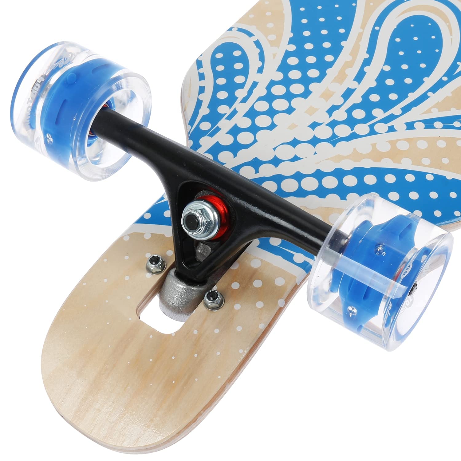 FunTomia Longboard Skateboard Drop Through Cruiser Planche complète avec roulements à Billes Mach1 High Speed T-Tool avec et sans Roues LED
