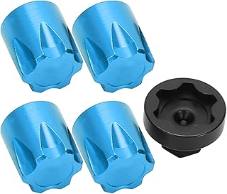 VGEBY 4pcs RC Wheel M4 Nuts,RC Car Wheel Rim Center Hat Compatible with 1/10 1/8 4/SCX10 90046 D90 RC Car (Blue) Model Car Accessories