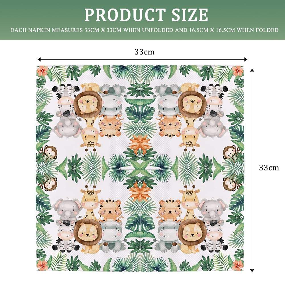 Générique 40 Pcs Serviette Papier, Anniversaire Jungle, Serviettes