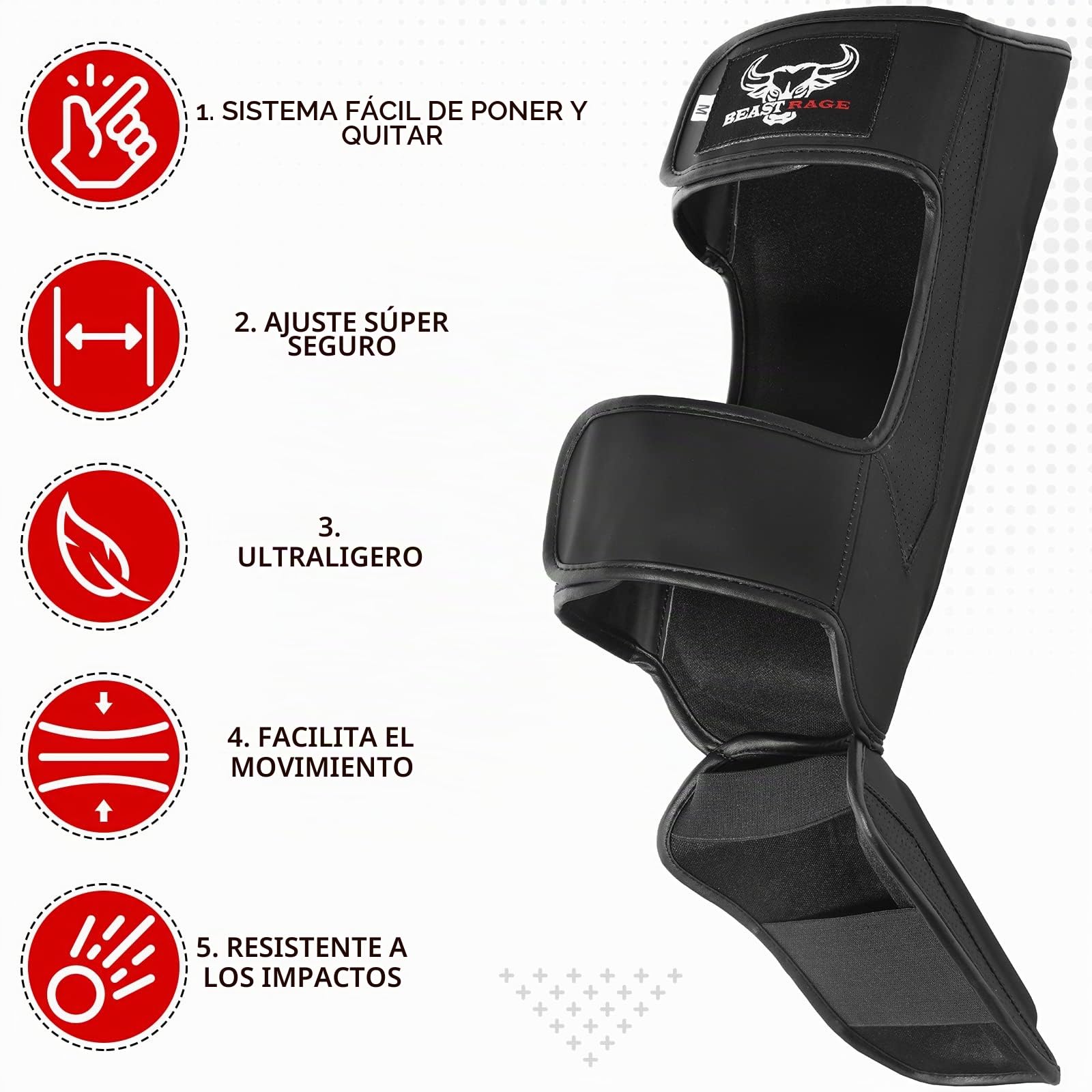 BEAST RAGE Espinilleras para Kickboxing Muay Thai, MMA, espinilleras de Artes Marciales, Protector de piernas con protección en el Empeine, Equipo de Entrenamiento de MMA, BJJ Karate Boxing