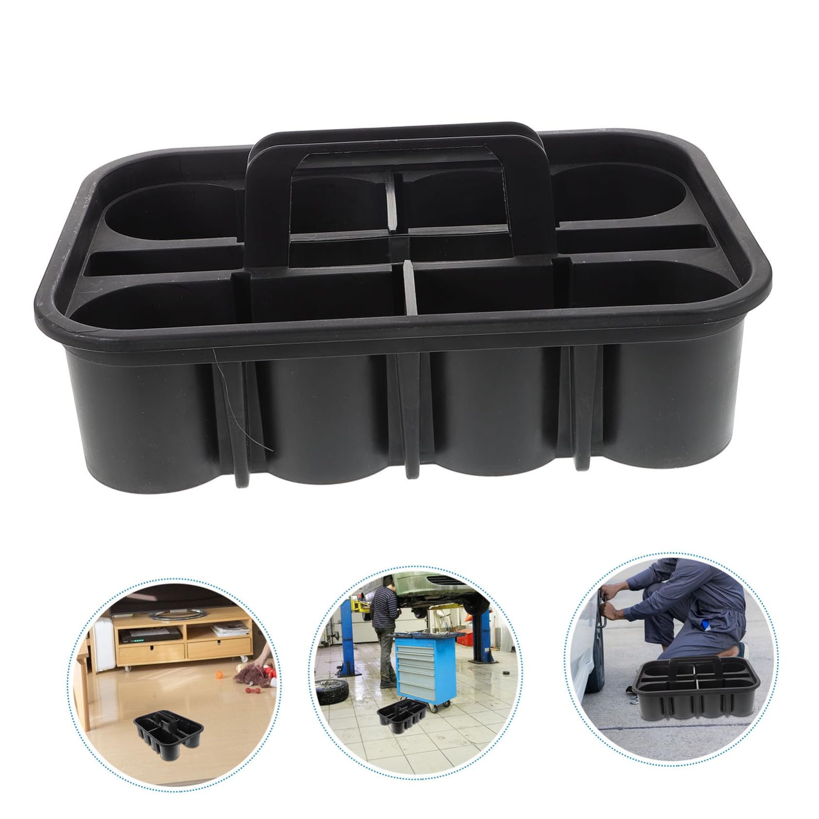 ULTECHNOVO Caja De Almacenamiento De De Limpieza Portátil Con Compartimentos y Cesta De Plástico Grueso Para Organización De De Limpieza y Cuidado Del Automóvil