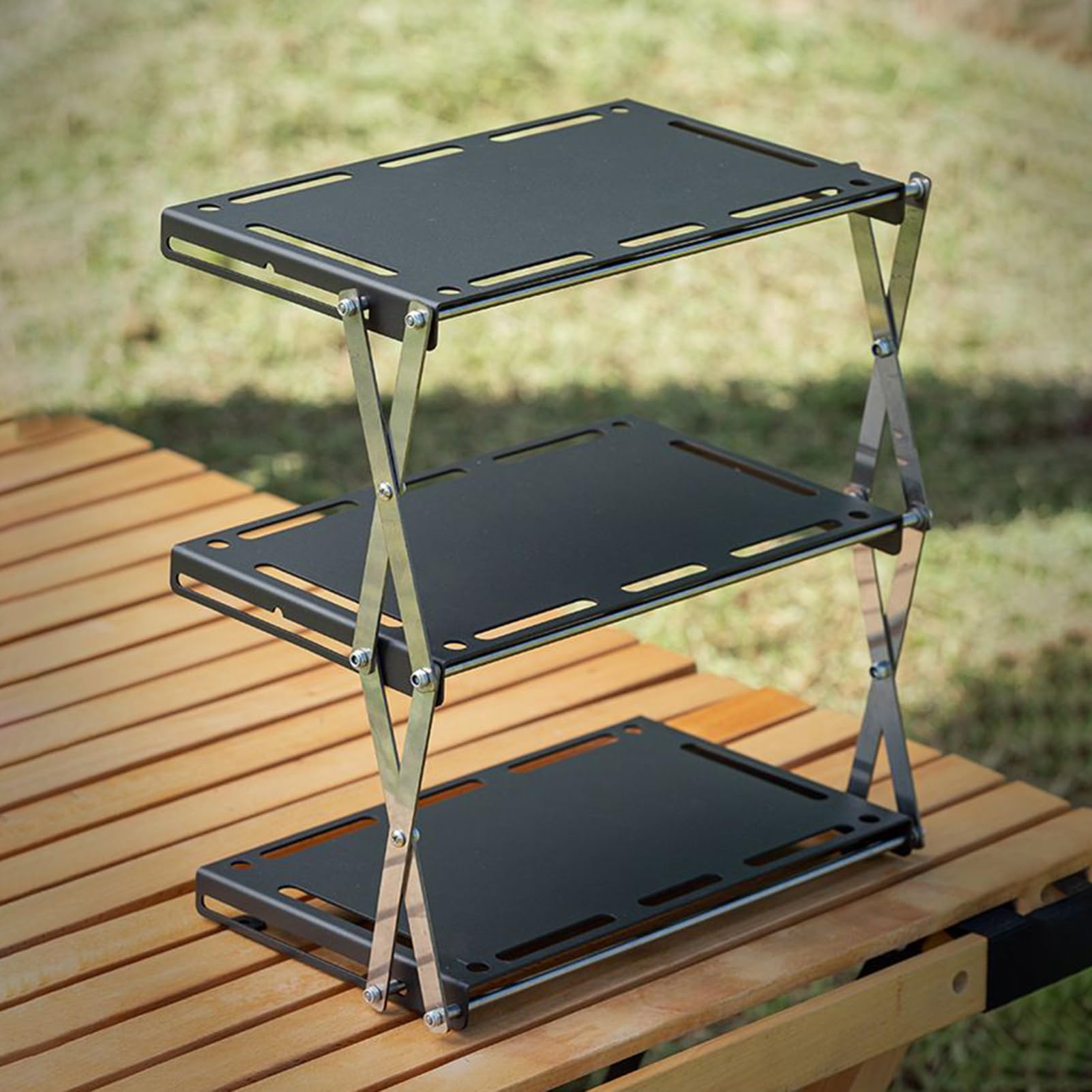 Organizer per cucina da campeggio con display a 3 in acciaio
