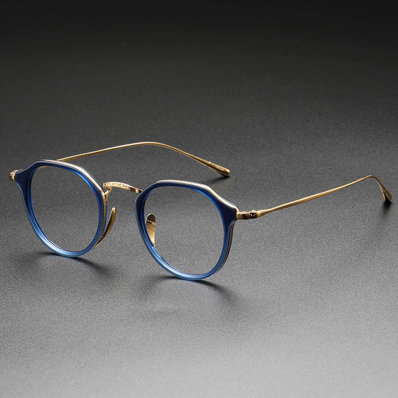Lunettes Rétro Monture Pure Titane Monture de Vue Pleine Ronde Vintage Ultralégère à Porter Toute La Journée Convient à Homme Femme Étude Trav