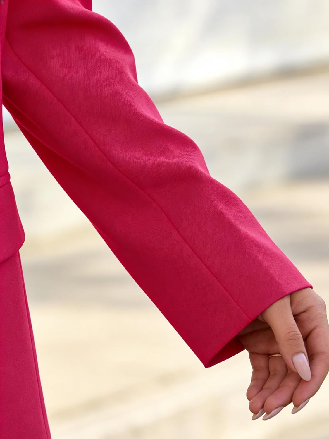 Nihsatin Women's Business Casual Blazer Lapel Collar Open Front Long Sleeve Jackets - Image 9