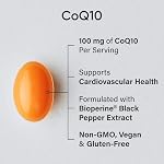 Sports Research® CoQ10 (100mg) Amélioré avec Huile de Coco & Bioperine (Poivre Noir) pour une Meilleure Absorption | Certifié Végétalien, Vérifié Sans OGM (120 Gélules Végétales)