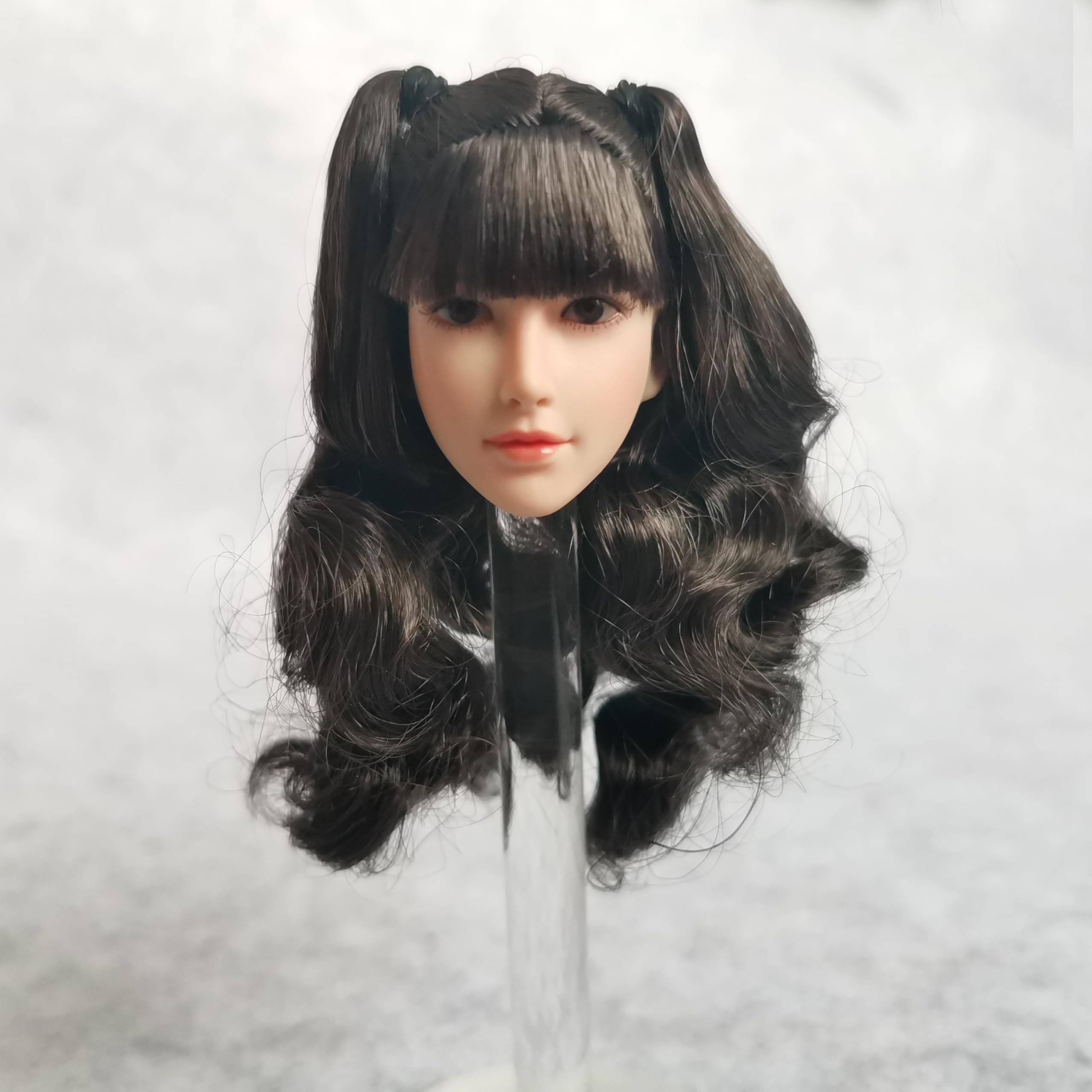 1/6 Scale Female Head Sculpt Pale Skin Long Hair Girl Head Carved for 12inch Action Figure Body Doll (A)