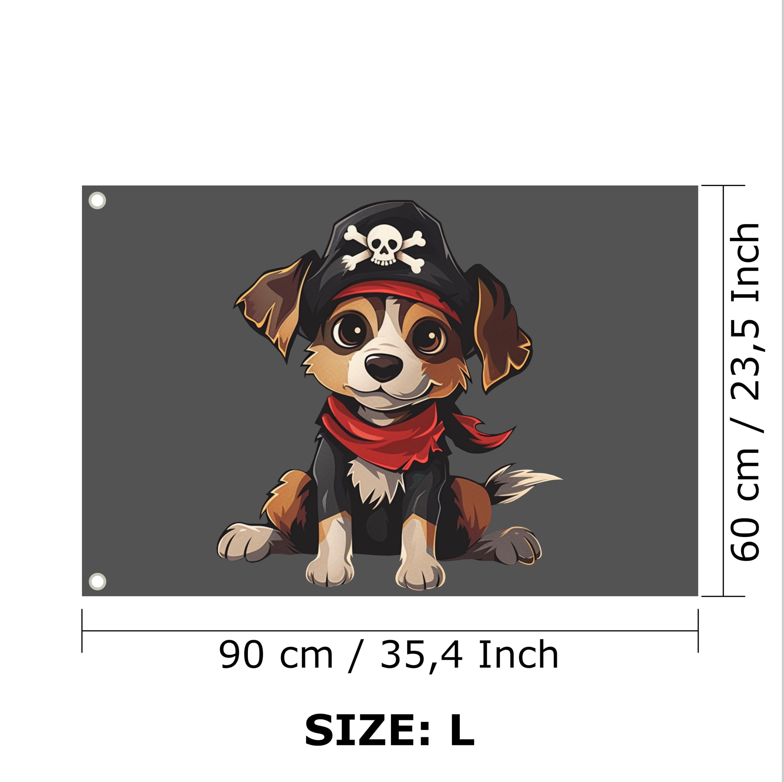 Pirate Flag in Various Sizes, Weatherproof with Eyelets, Outdoor and Indoor, Flag for Flagpole 100% Polyester (Pirate Dog 1, L) - Image 2