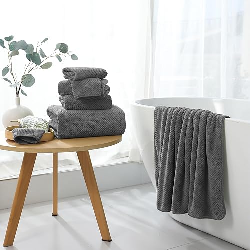 Miniatura 4 de Juego de Toallas de Mano Grises Paquete de 2 - 16"x31", Juego de Toallas de Baño de Microfibra Ultra Suaves Altamente Absorbentes de Secado Rápido