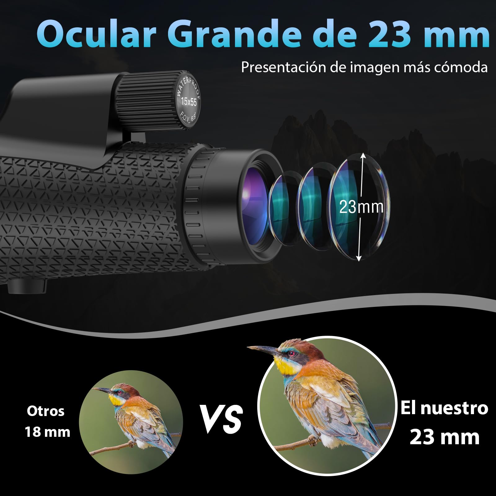 Sogries Monocular 15x55 Largo Alcance con Trípode y Adaptador Móvil