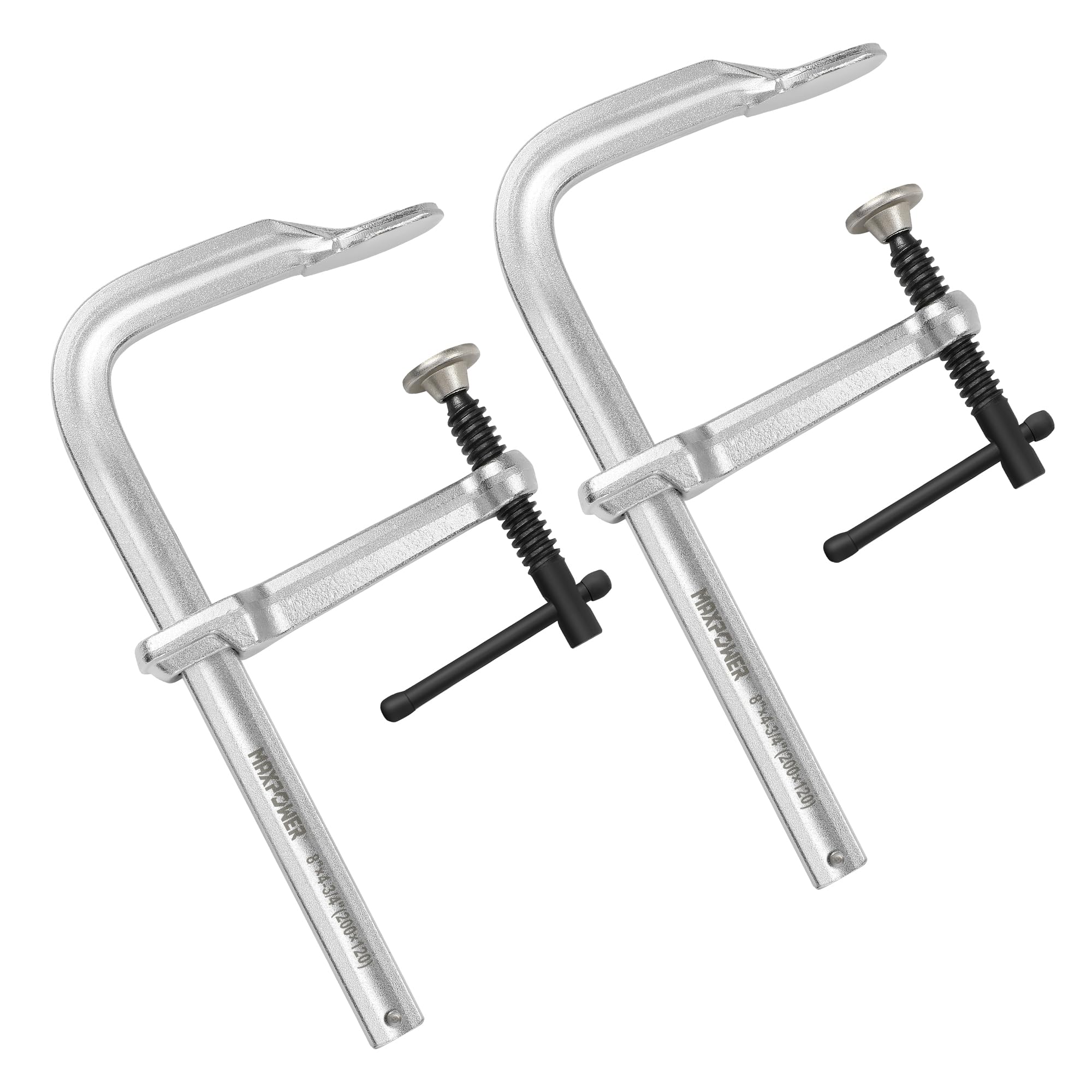MAXPOWER 8-inch F Clamp, 4-3/4" Throat, Forged Full Steel Bar Clamp