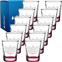 Vista 20 de Vasos de chupito personalizados elaborados con nombre de círculo de 2 onzas, parte inferior negra con texto personalizado para regalos, bodas