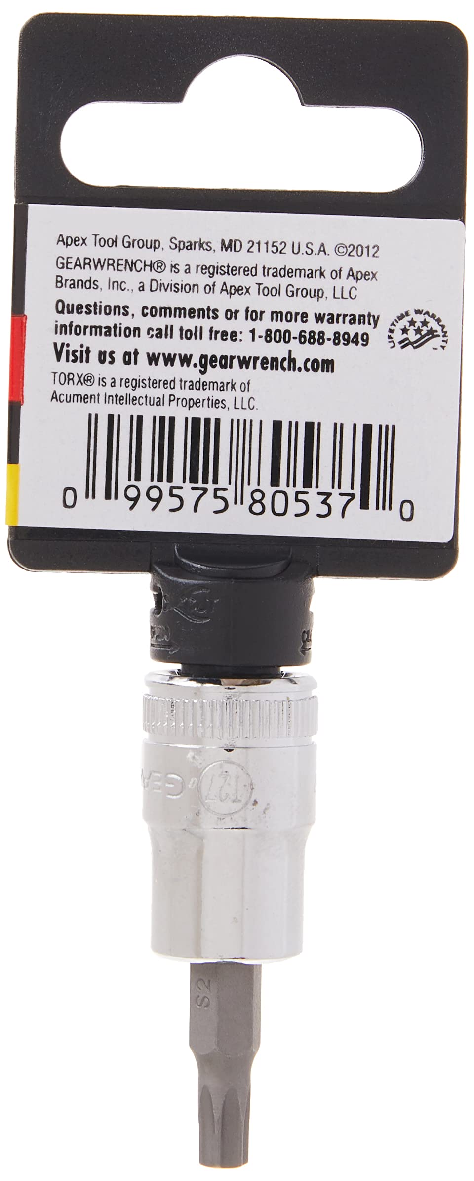 GearWrench 80537 Torx Bit T27 Für 3/8" Antrieb - Wärmebehandelt, Schwarz