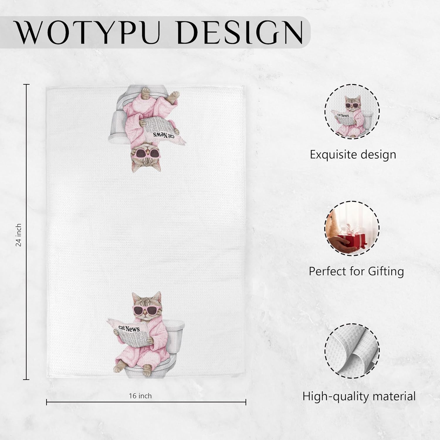 Funny Cat Gifts Hand Towels, Cats Gifts Decorative Hand Towels for Girls Bathroom Spa Yoga, 16x24 Inch, Pink Cotton - Image 6