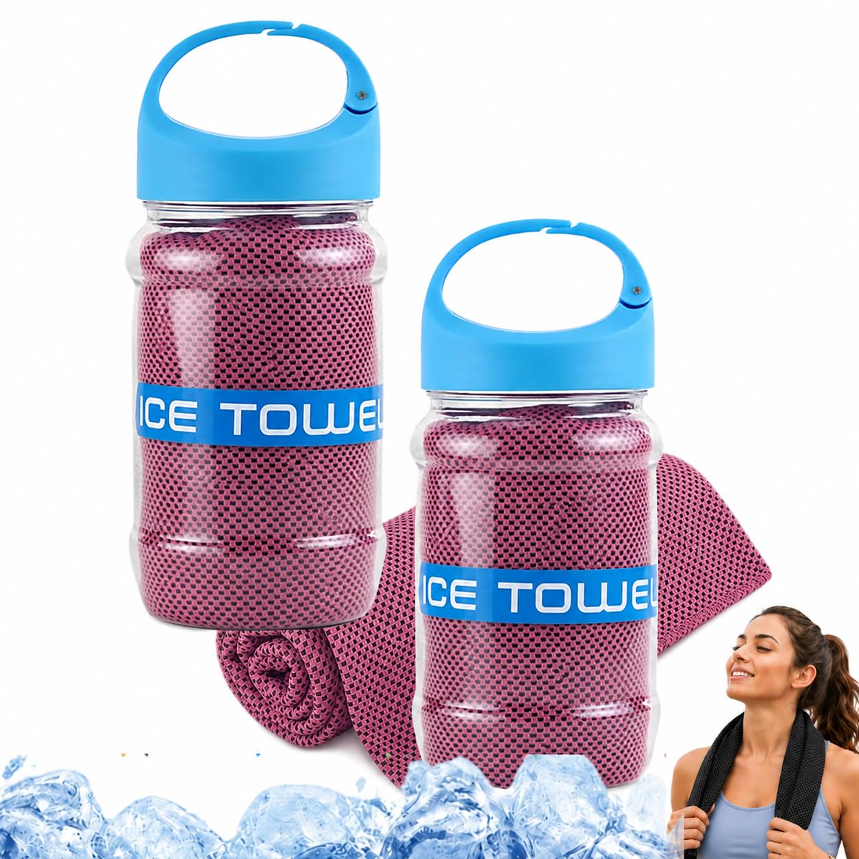 Cooling Towel,39x11.81inch Ice Cool Neck Towel,Neck Wrap Ice Towels,Breathable Quick Drying Ices Cool Microfibre Towels with Storage Bottle For Gym Workout Running Yoga Golf Camping Hot Weather