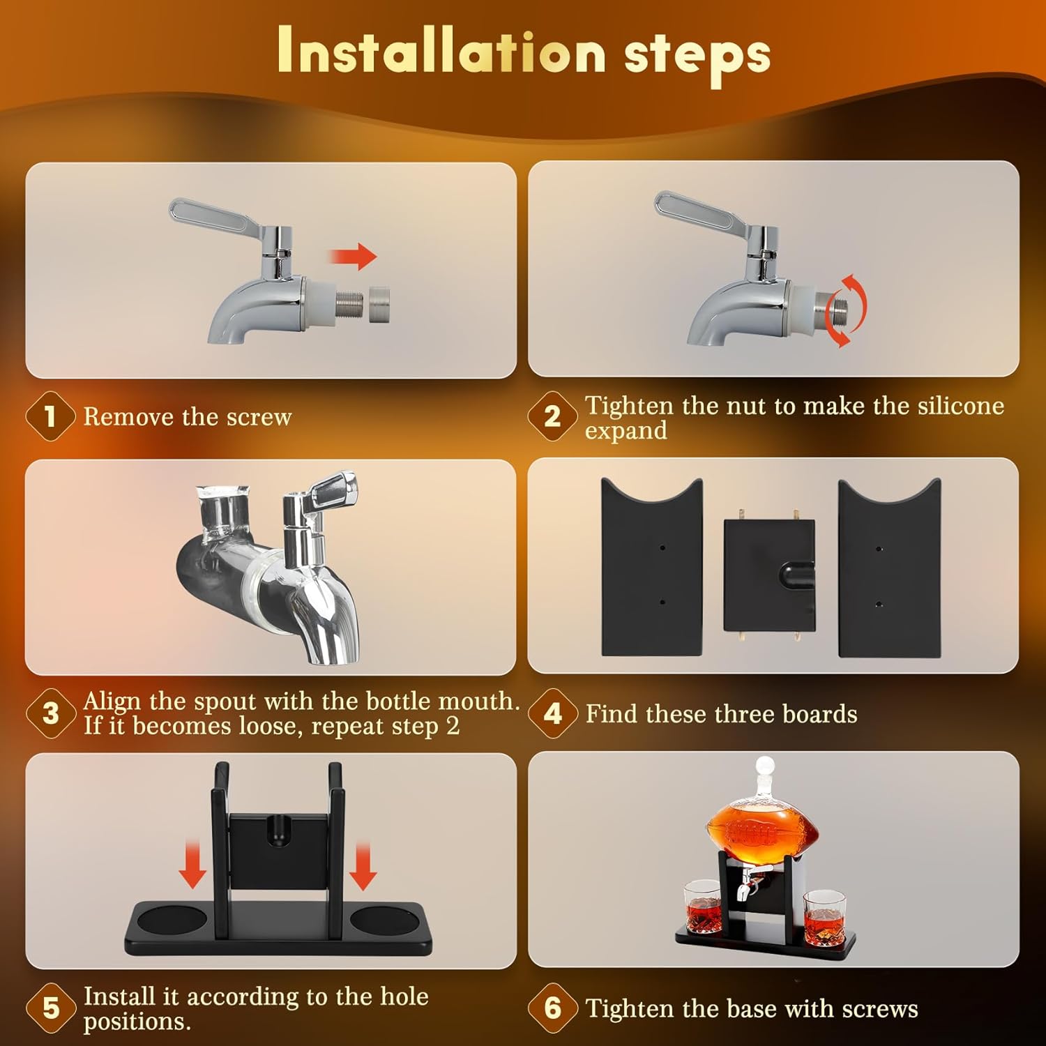 Football Whiskey Decanter Set, 47oz whiskey decanter sets for men,Football Whiskey Decanter with Glasses Spout Chiller,Tequila Alcohol Whiskey Set Birthday Boutbon Gifts for Men Dad Husband Boyfriend - Image 6