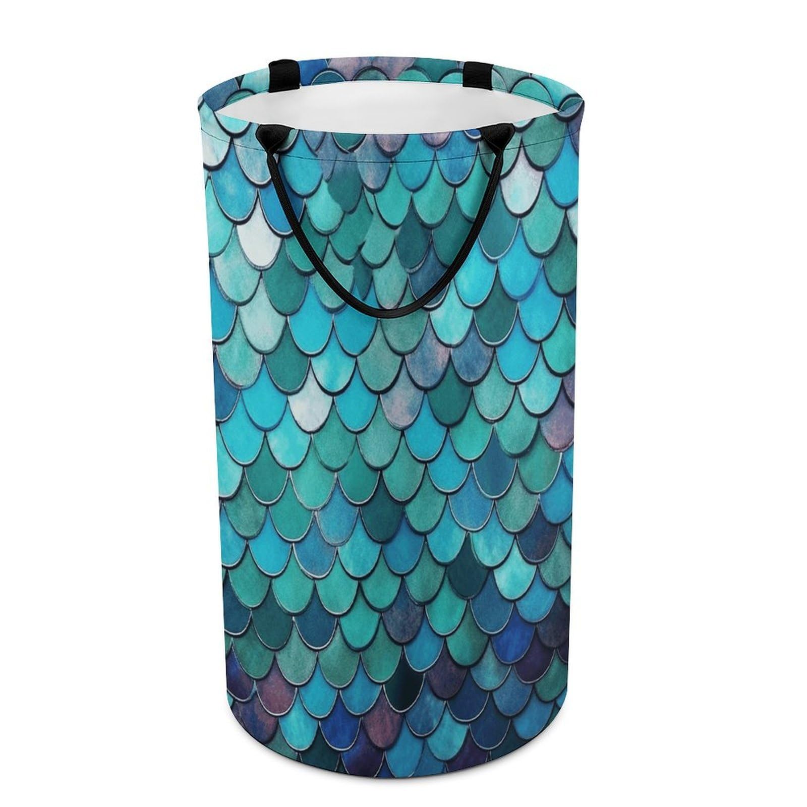 Mermaid Laundry Basket Large Foldable Laundry Hamper with Handles Freestanding Collapsible Clothes Basket Waterproof Portable Dirty Clothes Hamper for Bathroom 86L
