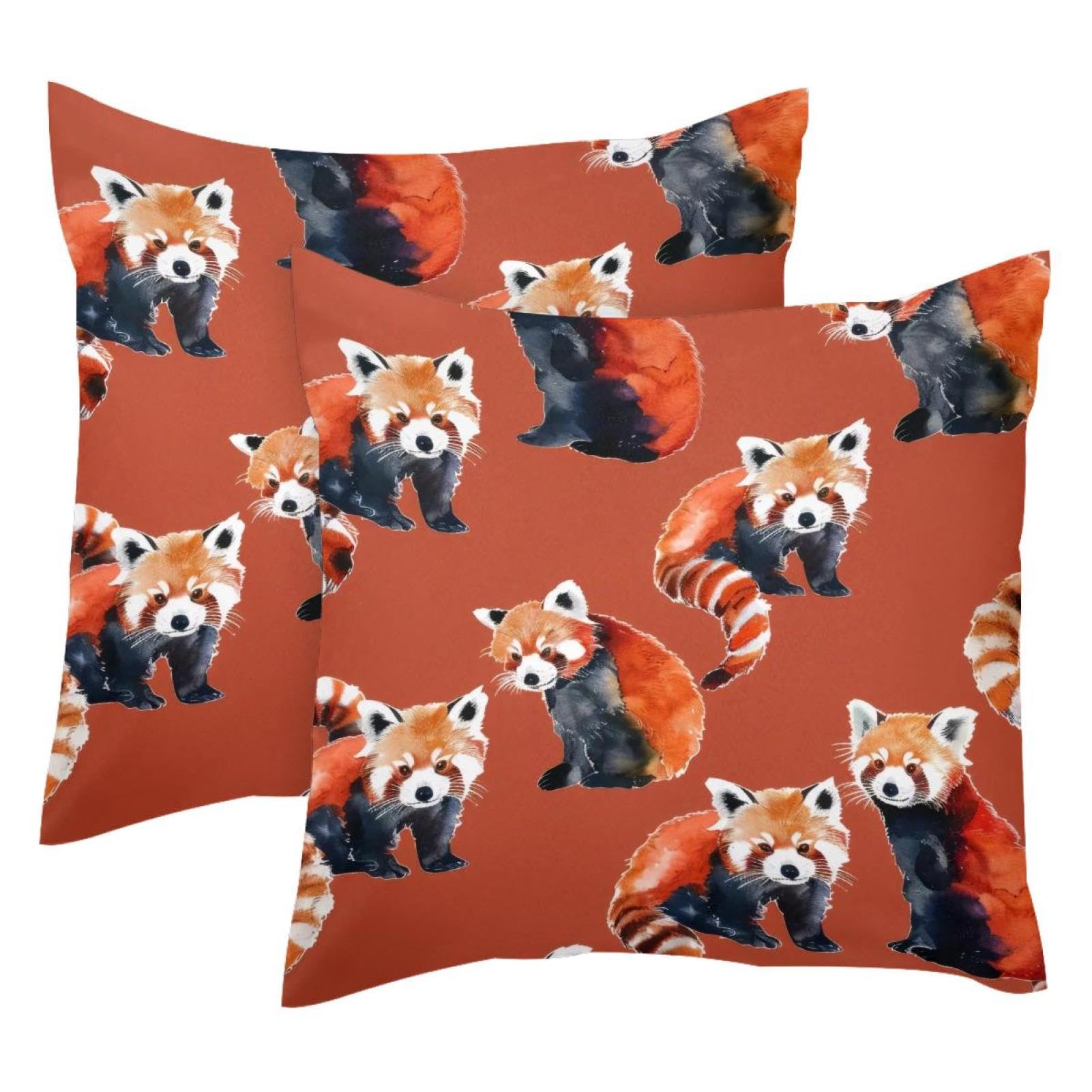 Housse de coussin panda rouge en velours pour une chambre cosy