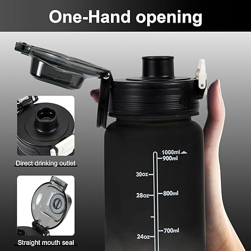 Miniatura 3 de Capacidad de la botella de agua superior a 33 onzas, con etiqueta de capacidad, botella de agua ultra duradera, resistente a altas temperaturas