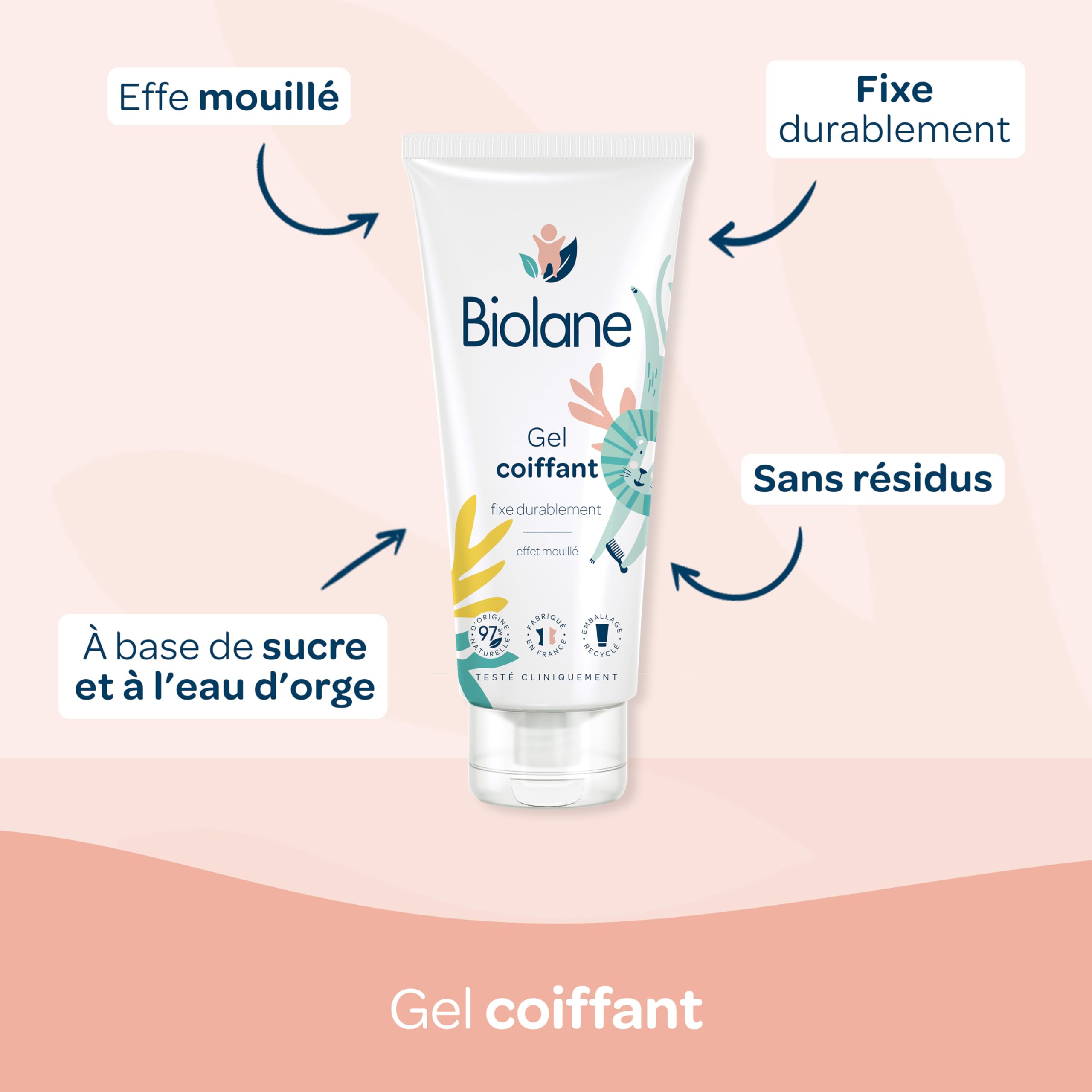 BIOLANE - Trousse de toilette pour bébé - Eau de toilette - Crème Hydratante - Gel Cheveux Coiffant - Trousse de soin - Ingrédients d'origine naturelle - Format nomade - Fabriquée en France.