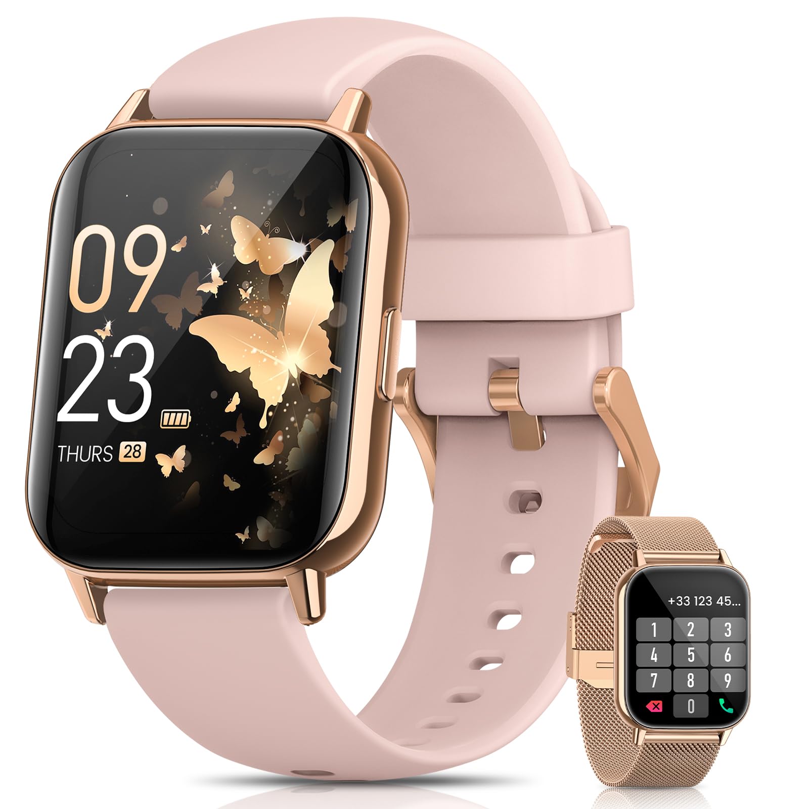 2026 Nuevo Reloj Inteligente Mujer, 1.85" AMOLED Smartwatch con Llamadas Función Femenina, 24H SpO2/Pulsómetro/Sueño,113+ Modos Deportivos 5ATM Calorías Podómetro WhatsApp Android iOS Oro Rosa, Regalo — view 10