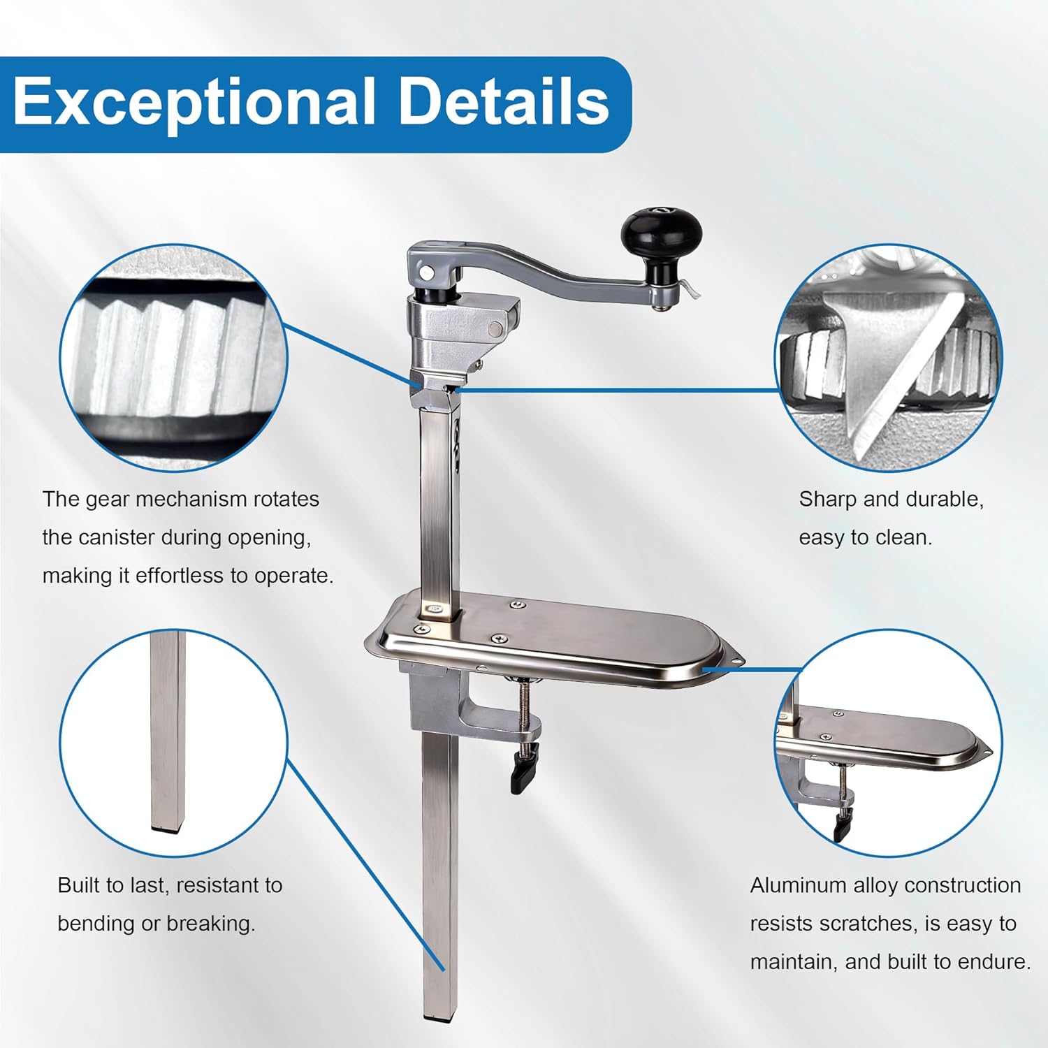 Commercial Can Opener Heavy Duty, Manual Industrial Table Mount Can Opener for #10 Cans, Adjustable Stainless Steel Blade, Fits for 11100, Large Cans, Restaurant Kitchen Use