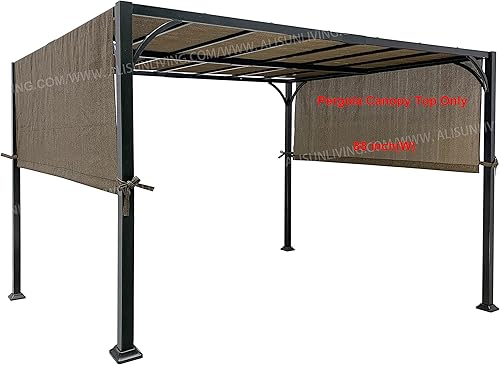 ALISUN Toldo universal de pérgola para estructura de pérgola de 8 pies x 10 pies, color marrón (solo la parte superior de la tela, tamaño 196 x 88