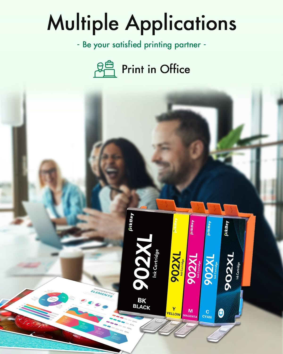 902XL 902 Ink Cartridges Combo Pack (4-Pack, Black/Cyan/Magenta/Yellow) Replacement for HP 902 902XL Ink cartridges for OfficeJet Pro 6978 6968 6962 6950 6970 6976 6971 6951 Printers
