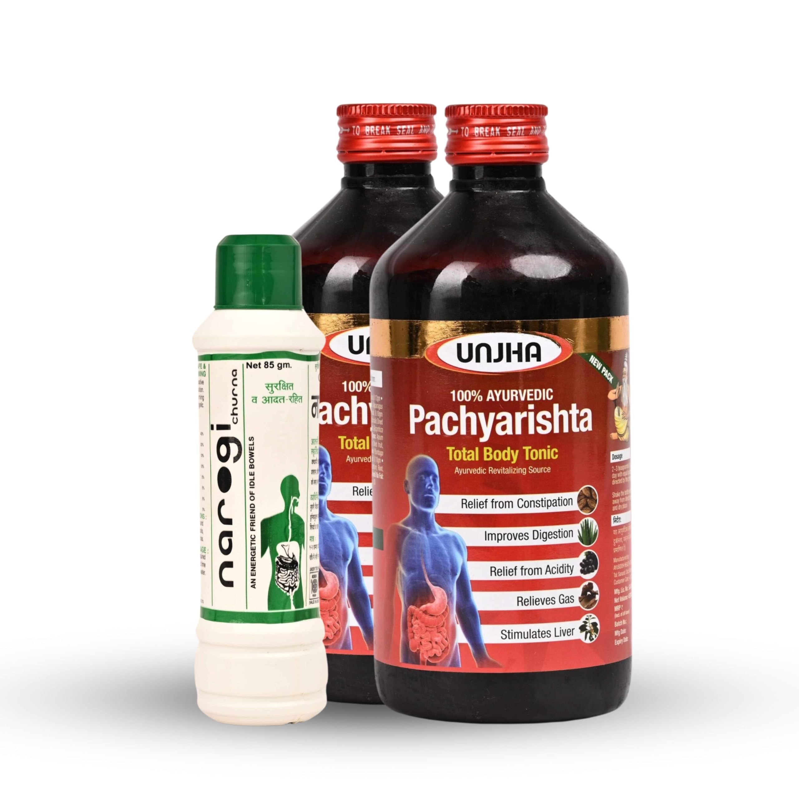 Shree Unjha Pharmacy Ayurvedic Digestive Health Combo | Unjha Panchyarishta & Narogi Churna for Acidity Relief and Improved Digestion | 2 x 450ML - 85 GM (B0CWPBS742) Amazon Price History, Amazon Price Tracker