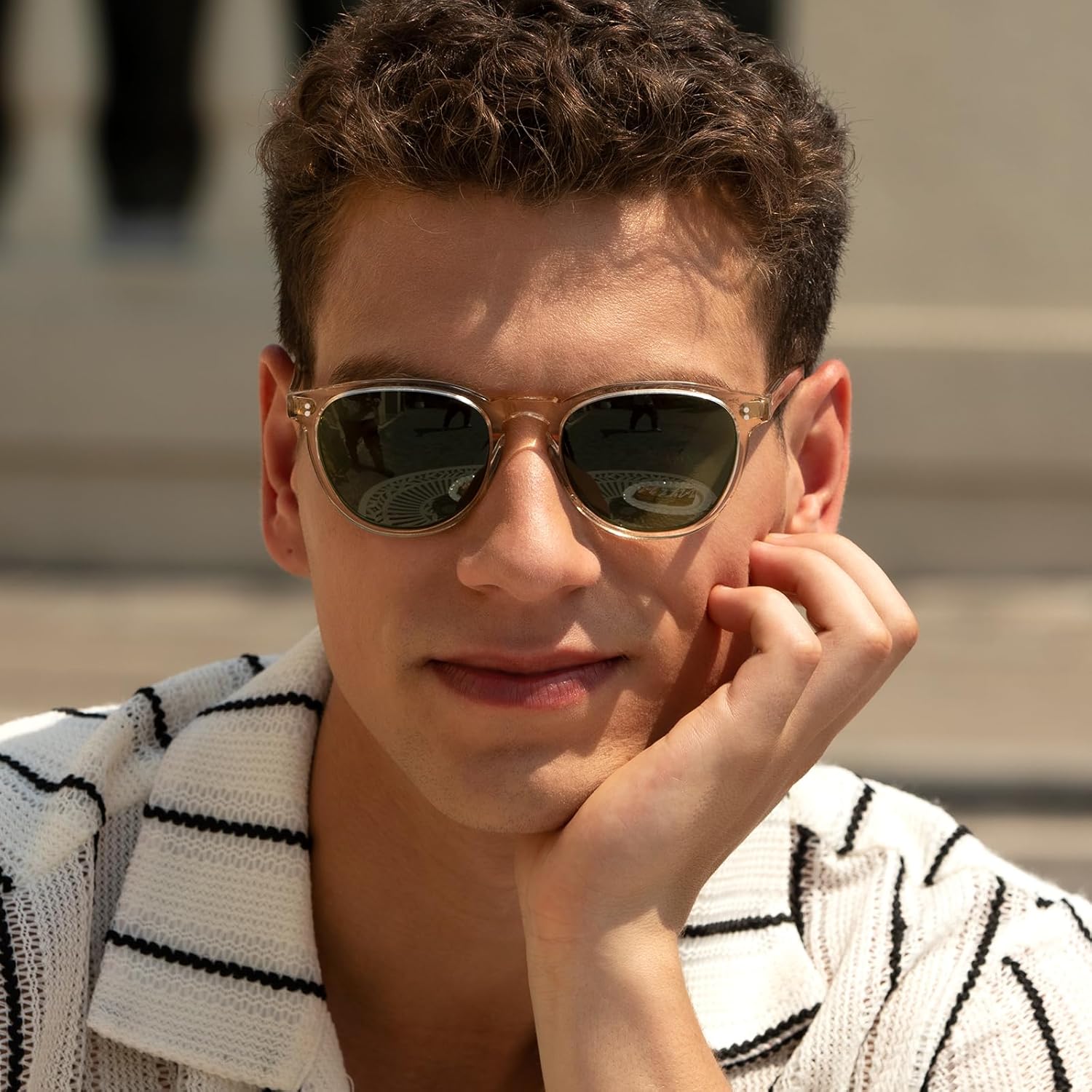 CARFIA Acetate Polarized Sunglasses for Men Trendy Retro Sun Glasses CA2307 - Image 2