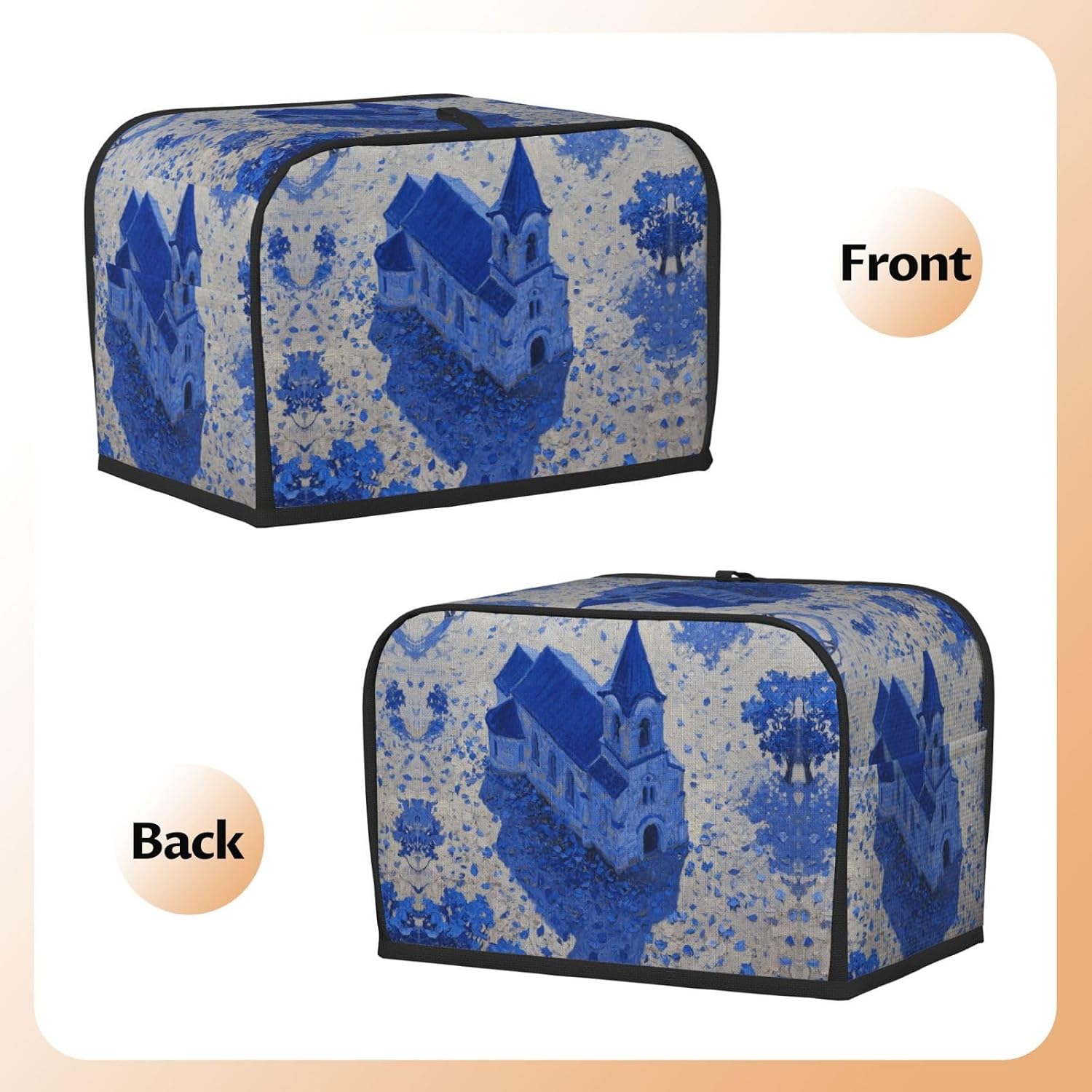 Navy Toaster Cover 2 Slice, Waterproof Bread Machine Covers with Pockets Universal Size Kitchen Small Appliance Cover with Handle, Dust and Fingerprint Protection