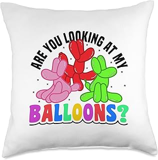 Balloon Twisting Artist Twister Party Benders Twisting are You Looking at My Balloons Throw Pillow, 18x18, Multicolor