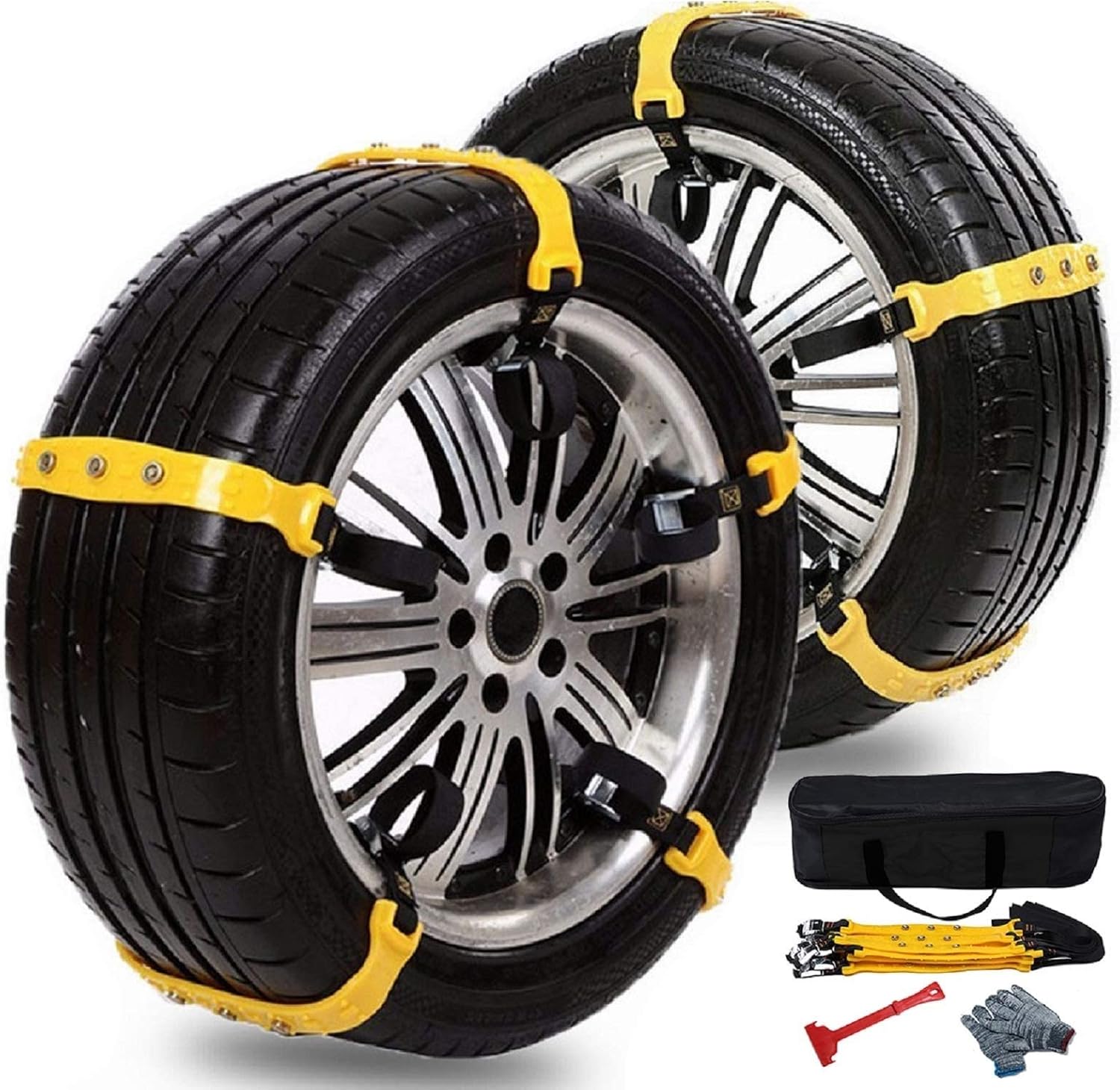 Snow Chains for SUV Car Anti Slip Adjustable Universal Emergency Thickening Anti Skid Tire Chain,Winter Driving Security Chains,Traction Mud Chains for Tire Width 7.2-11.6",10 Pcs