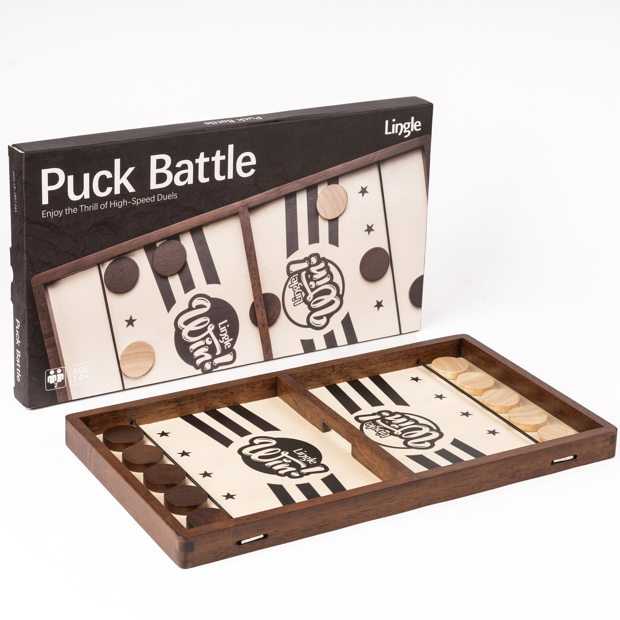 Lingle Sling Puck Spiel - 16,5 Zoll Massivholz Brettspiel Für Familienspaß