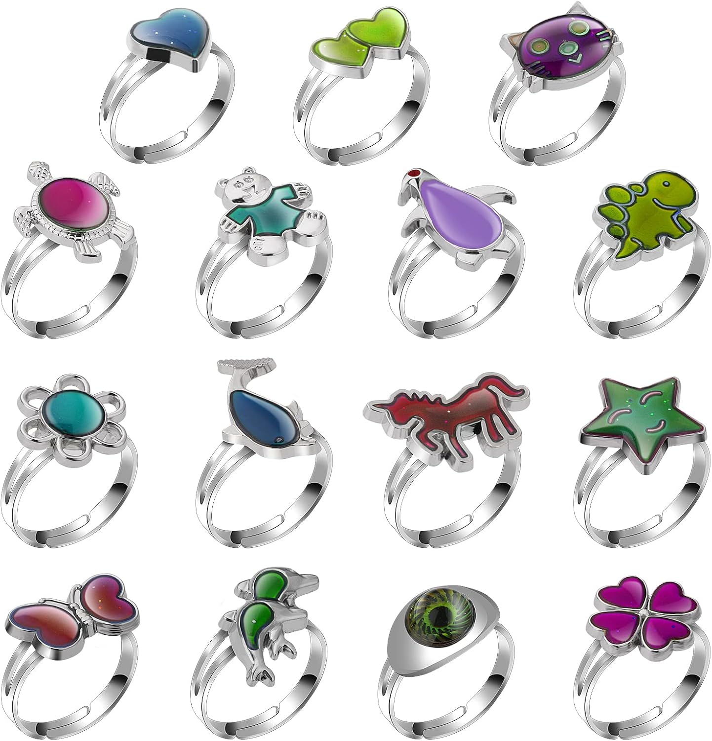 BrKern 4 Stimmungsringe Kinder - Farbwechsel Ringe Set