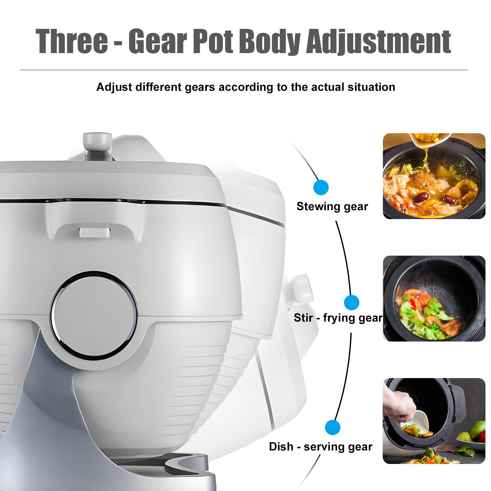 Robot Cucina Professionale 6 L, con Rotazione A 360°, Saltare in Padella, Stufati E Altre Preparazioni Culinarie, 1000 W, Cucina Professionale 6 L, Coperchio Wok Smart Touch