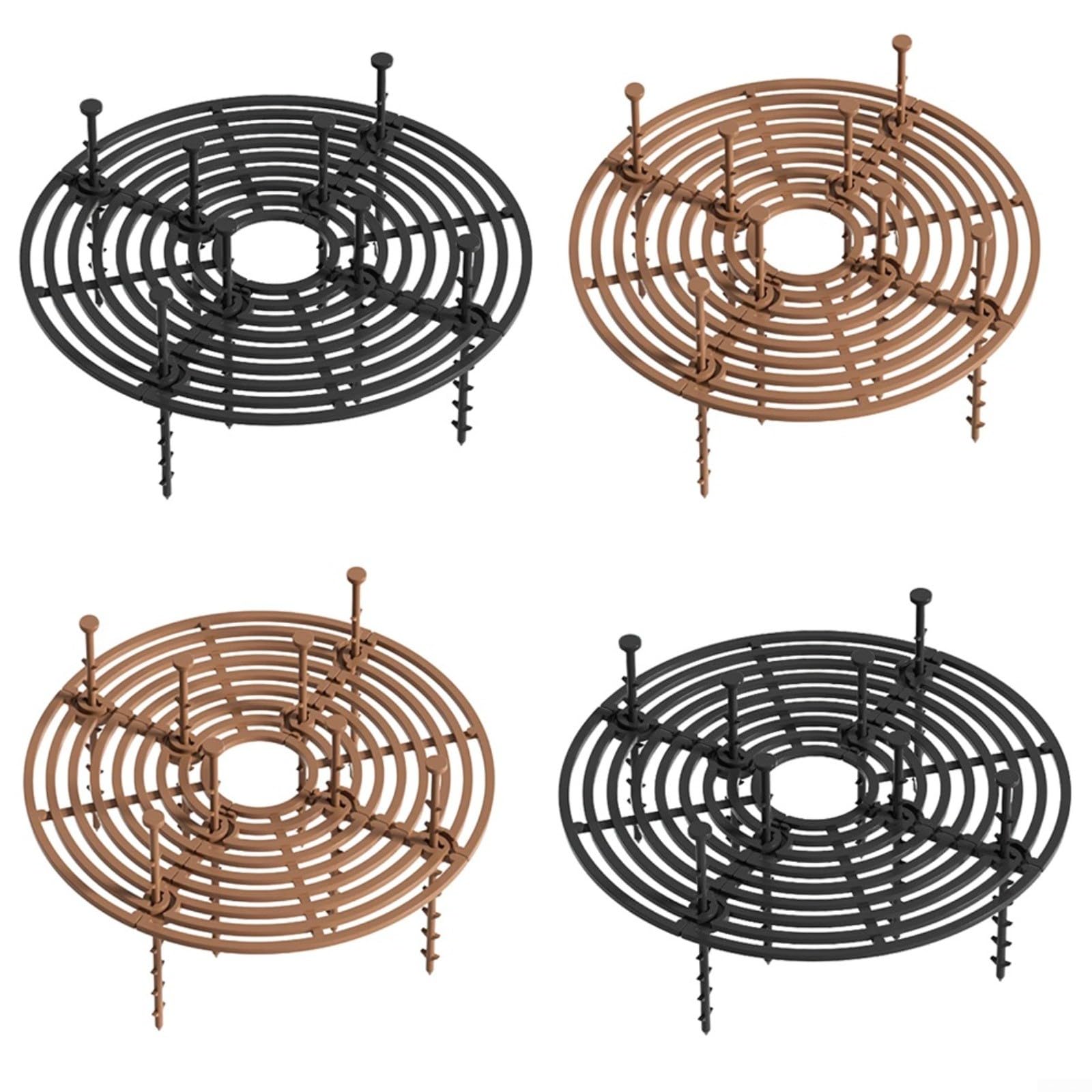 Paquete de 4 rejillas para macetas de 19/30 cm, protectores de suelo de animales, gatos, perros, de plástico para el hogar, jardín, marrón y negro (A)